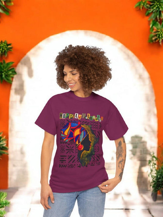 African Continent Graphic Tee, Unisex Heavy Cotton T-Shirt, Handcrafted Ethnic Design