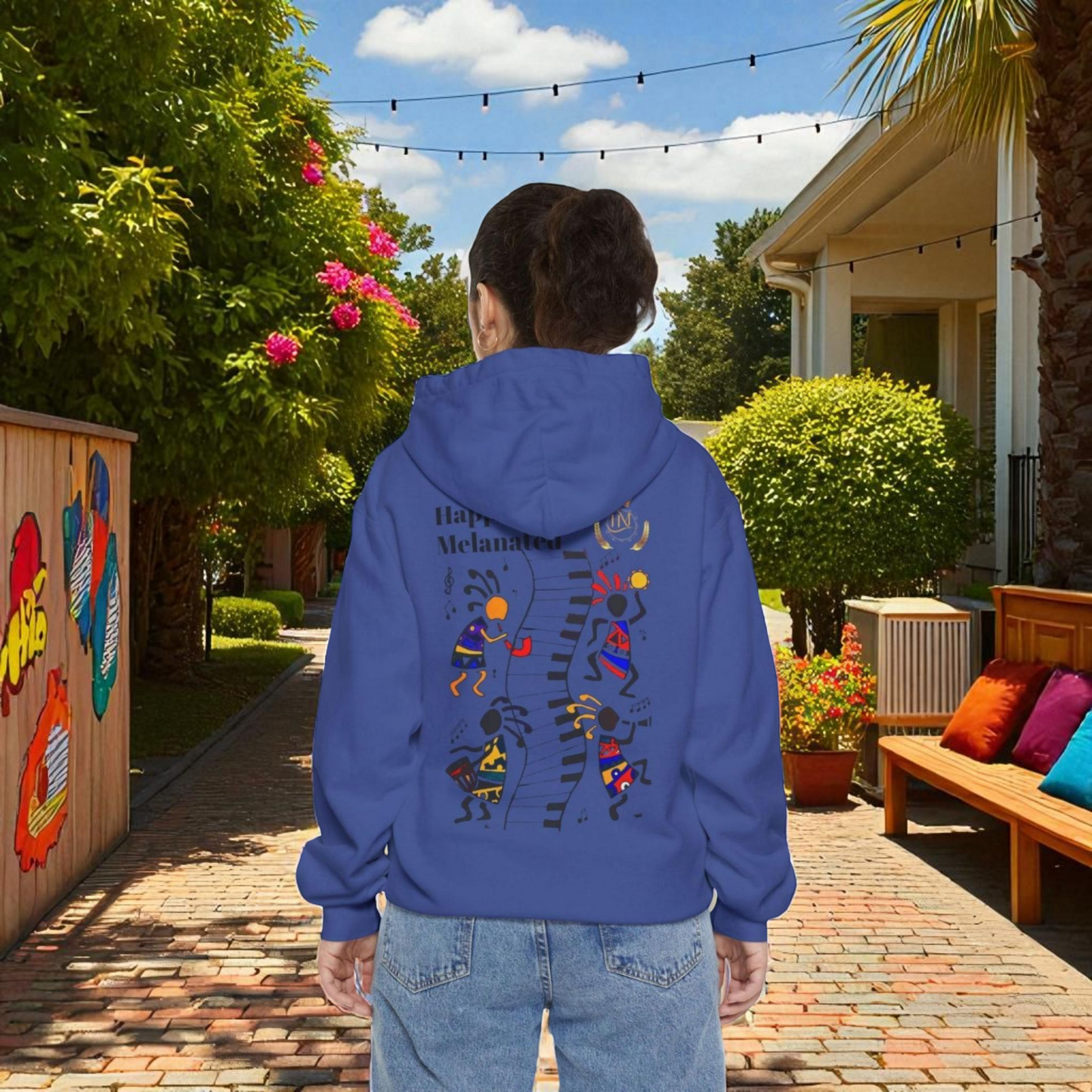 Afro Music Cartoon Unisex Hoodie, Hand Drawn Graphic Sweatshirt, Music Lover Gift