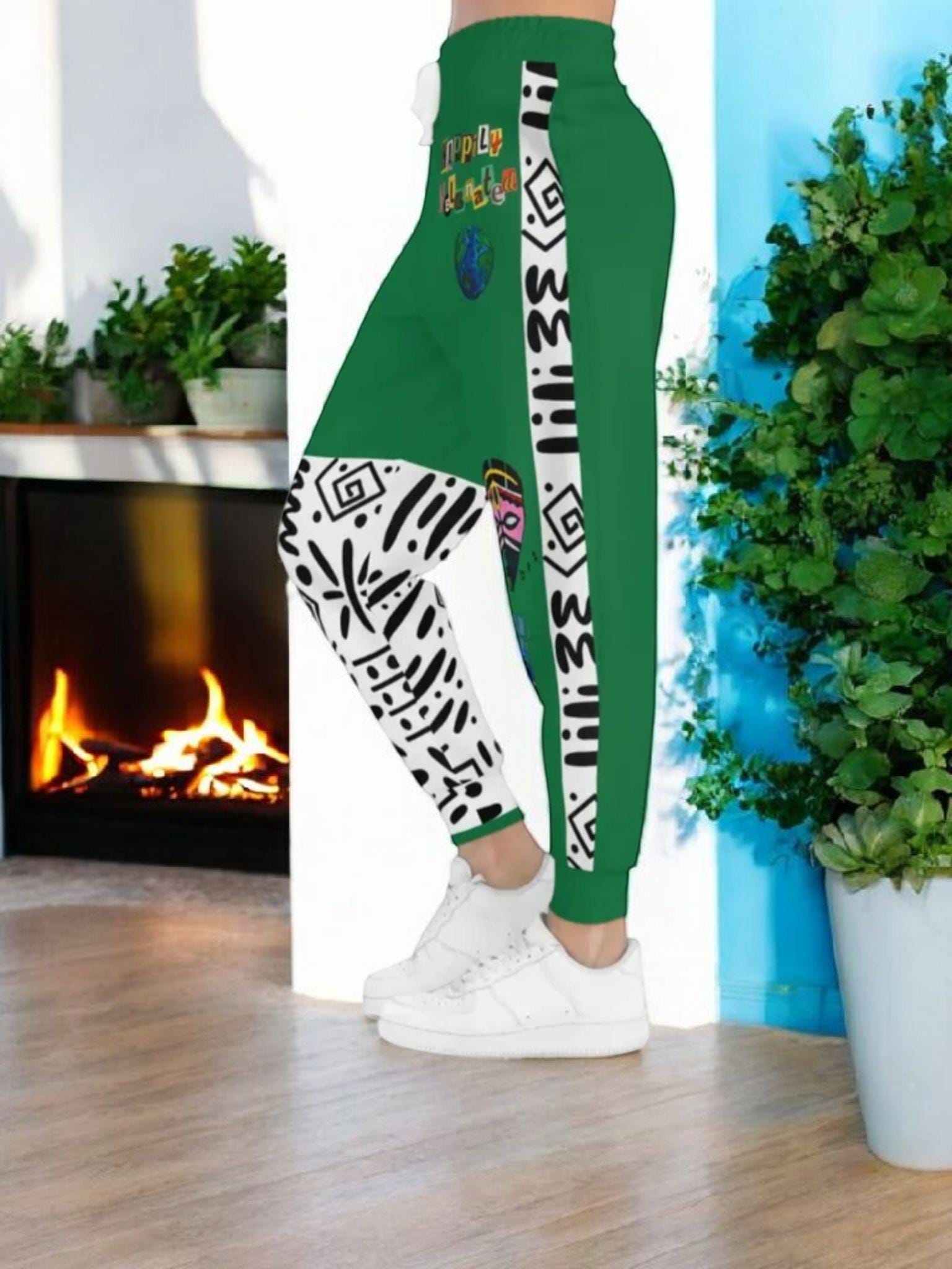 Handcrafted Afro Music Cartoon Art Athletic Unisex Joggers, Sweatpants