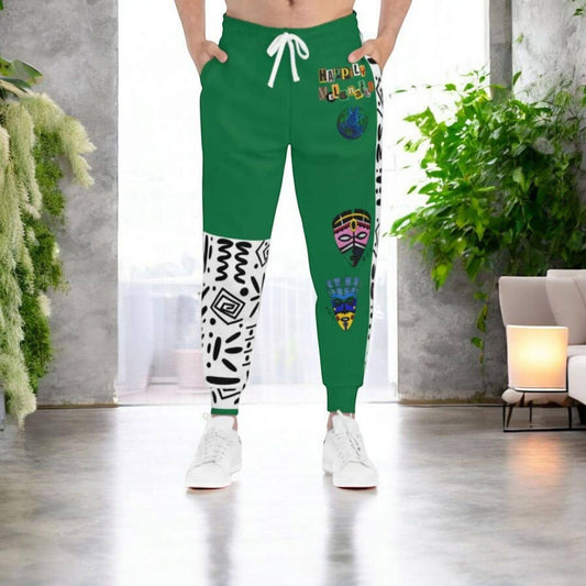 Handcrafted Afro Music Cartoon Art Athletic Unisex Joggers, Sweatpants