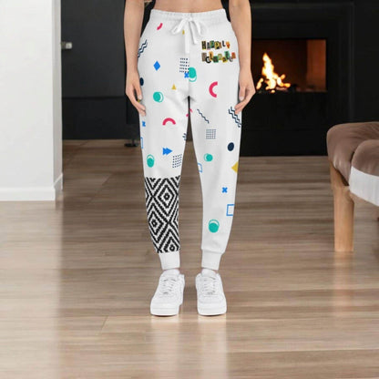 Handcrafted Aztec Pattern Unisex Athletic Joggers, Comfy Aztec Workout Pants