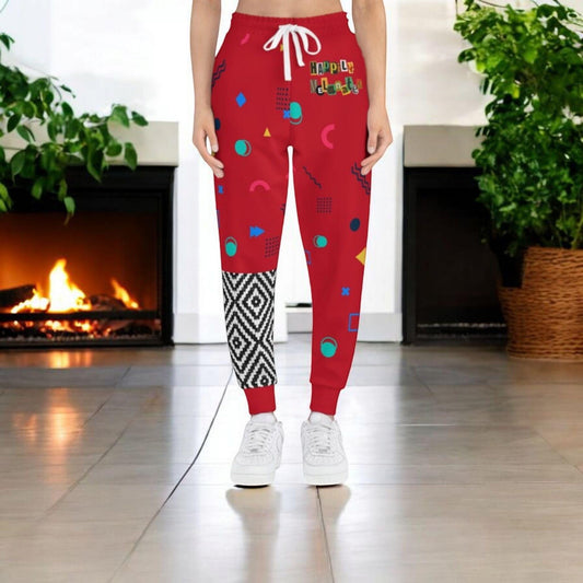 Handcrafted Aztec Pattern Unisex Athletic Joggers, Tribal Print Gym Sweatpants