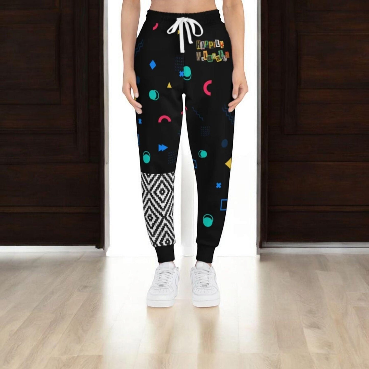 Handcrafted Aztec Pattern Unisex Athletic Joggers, Comfy Aztec Workout Pants