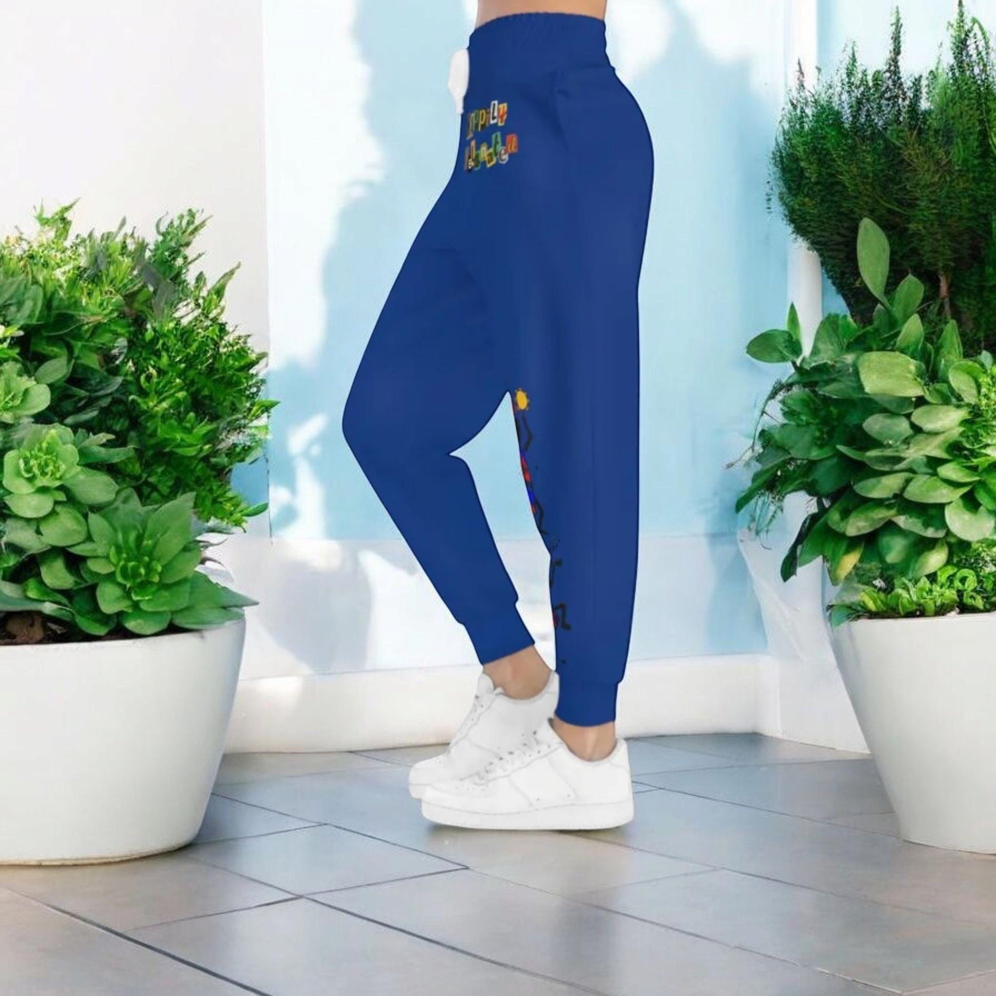 Handcrafted Afro Music Cartoon Art Athletic Joggers, Unisex Sweatpants