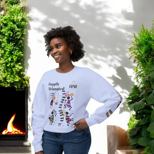 Hand-Drawn Afro Music Graphic Sweatshirt - Unisex Lightweight Crewneck