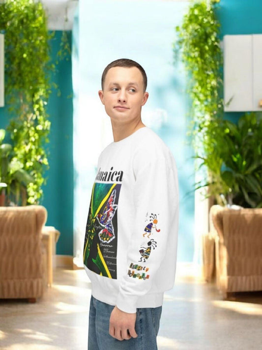 Hand-Drawn Afro Music Graphic Sweatshirt - Unisex Lightweight Crewneck