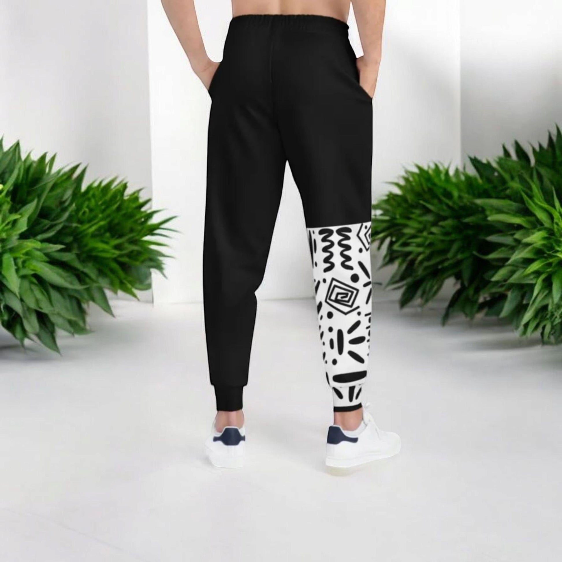 Handcrafted Afro Music Cartoon Art Athletic Joggers, Unisex Sweatpants