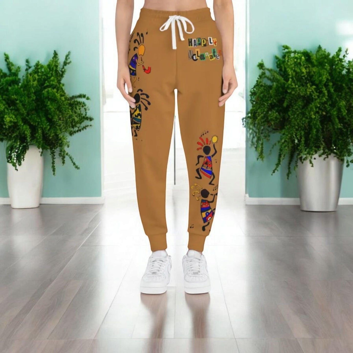 Afro Music Cartoon Art Unisex Athletic Joggers, Handcrafted Jogger Pants, Music Lover Gift