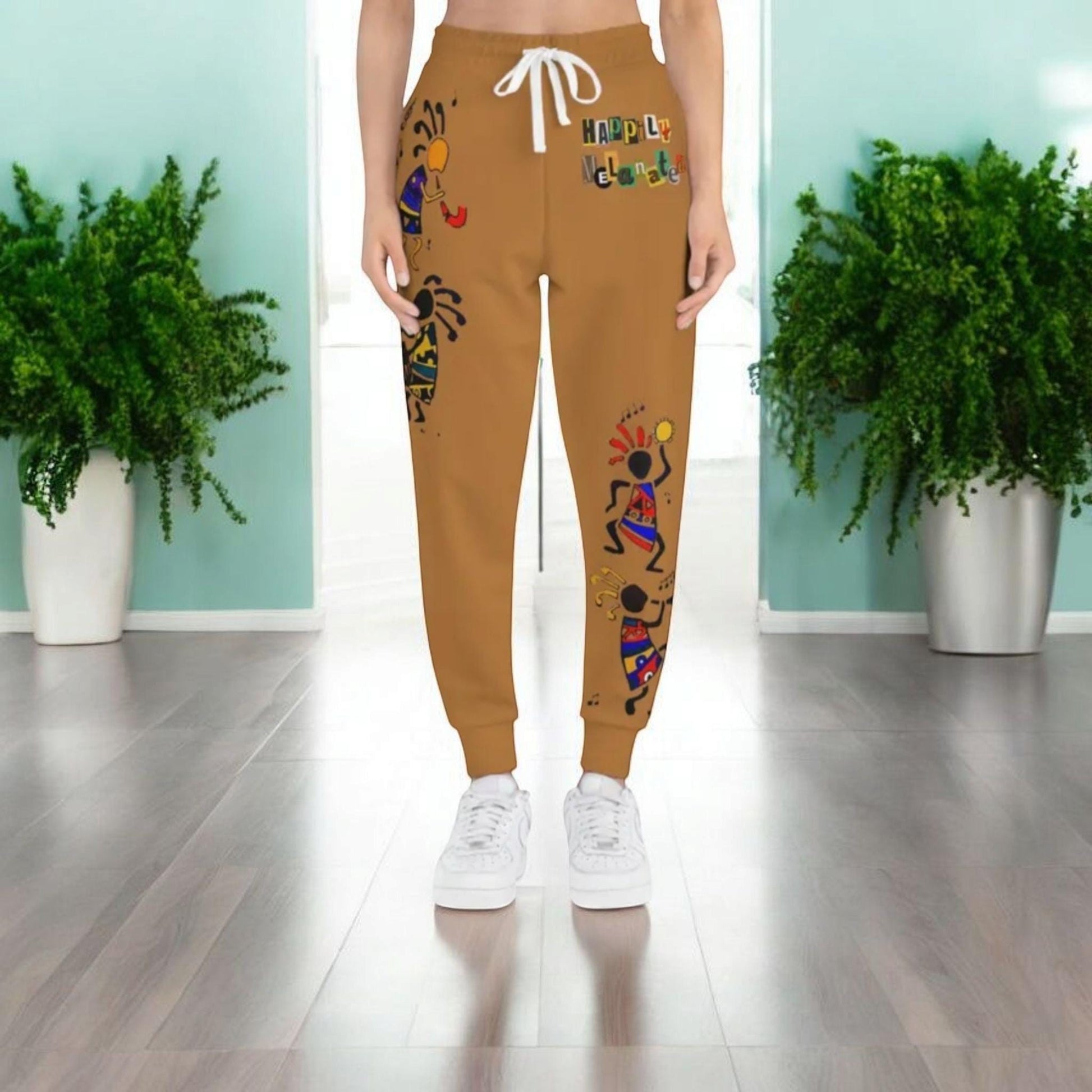 Afro Music Cartoon Art Unisex Athletic Joggers, Handcrafted Jogger Pants, Music Lover Gift