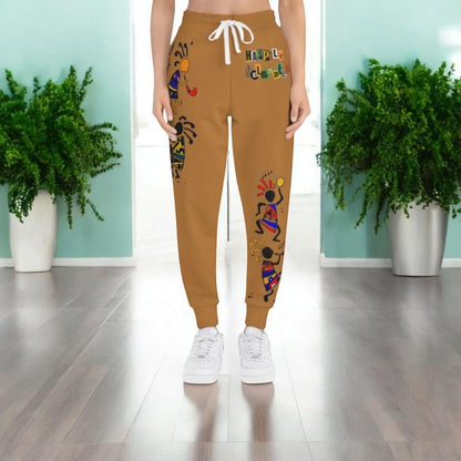 Afro Music Cartoon Art Unisex Athletic Joggers, Handcrafted Jogger Pants, Music Lover Gift