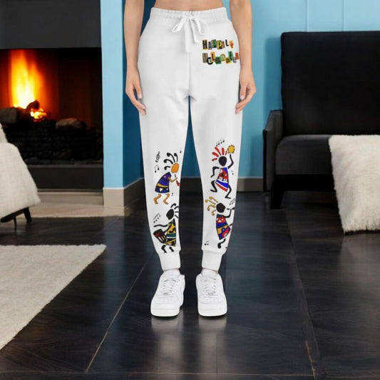 Handcrafted Afro Music Cartoon Art Athletic Joggers, Unisex Sweatpants