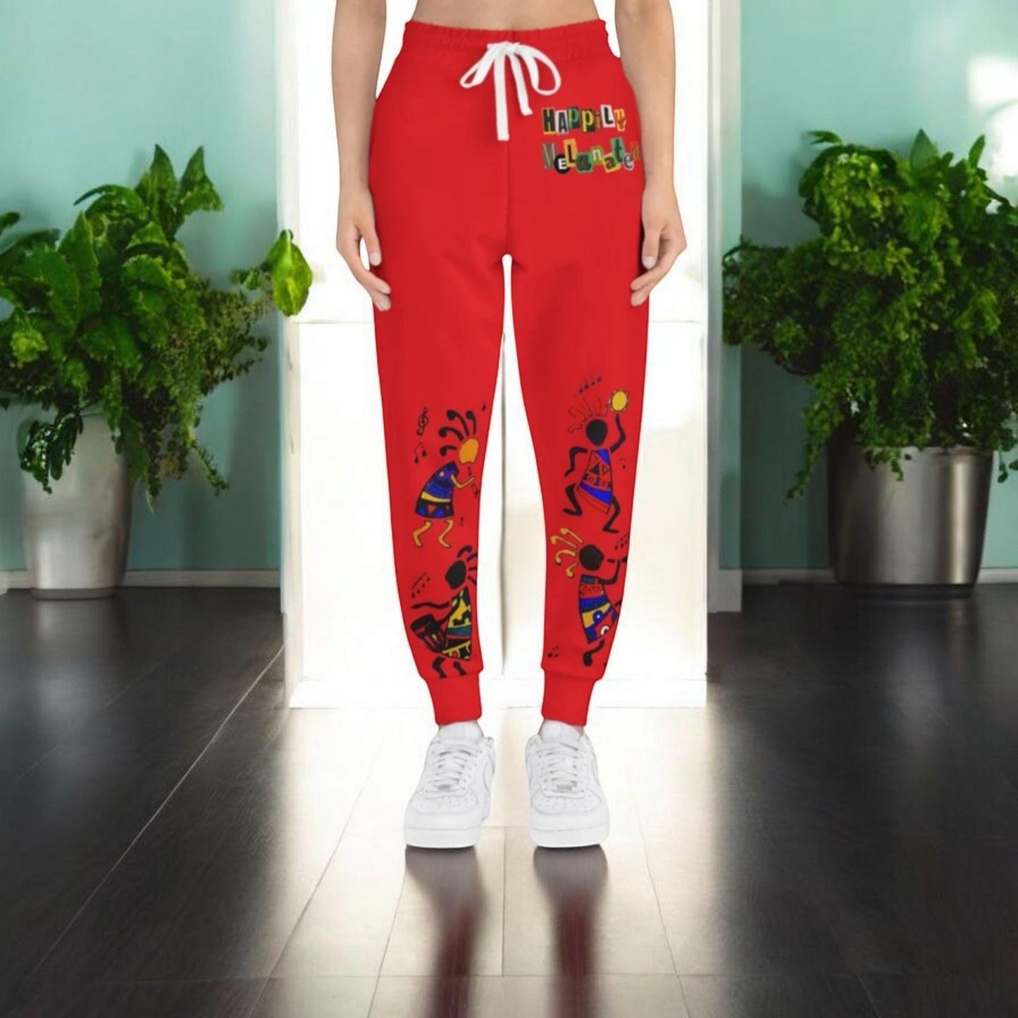 Afro Music Cartoon Art Unisex Athletic Joggers, Handcrafted Jogger Pants, Music Lover Gift