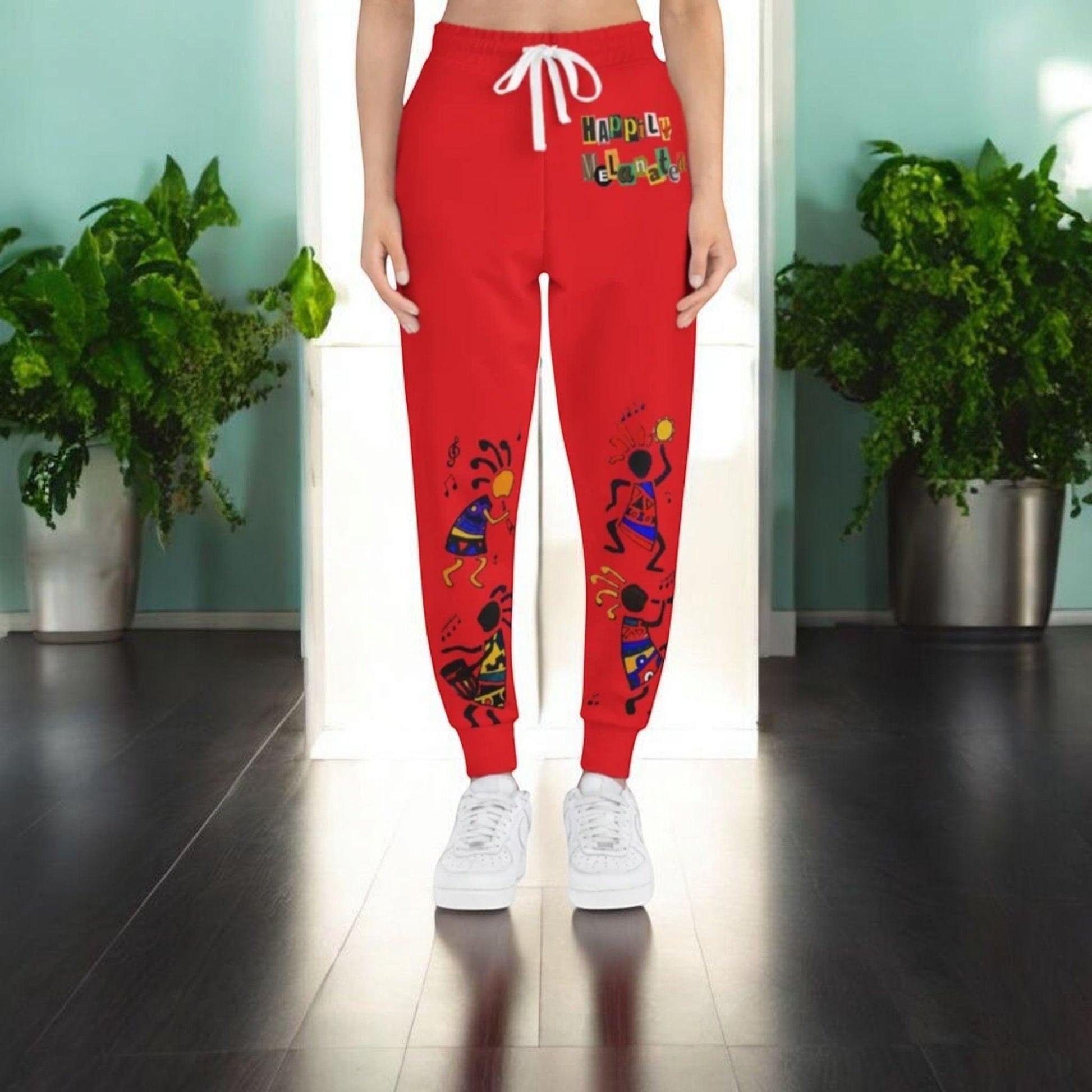 Afro Music Cartoon Art Unisex Athletic Joggers, Handcrafted Jogger Pants, Music Lover Gift