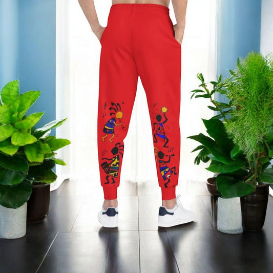 Afro Music Cartoon Art Unisex Athletic Joggers, Handcrafted Jogger Pants, Music Lover Gift