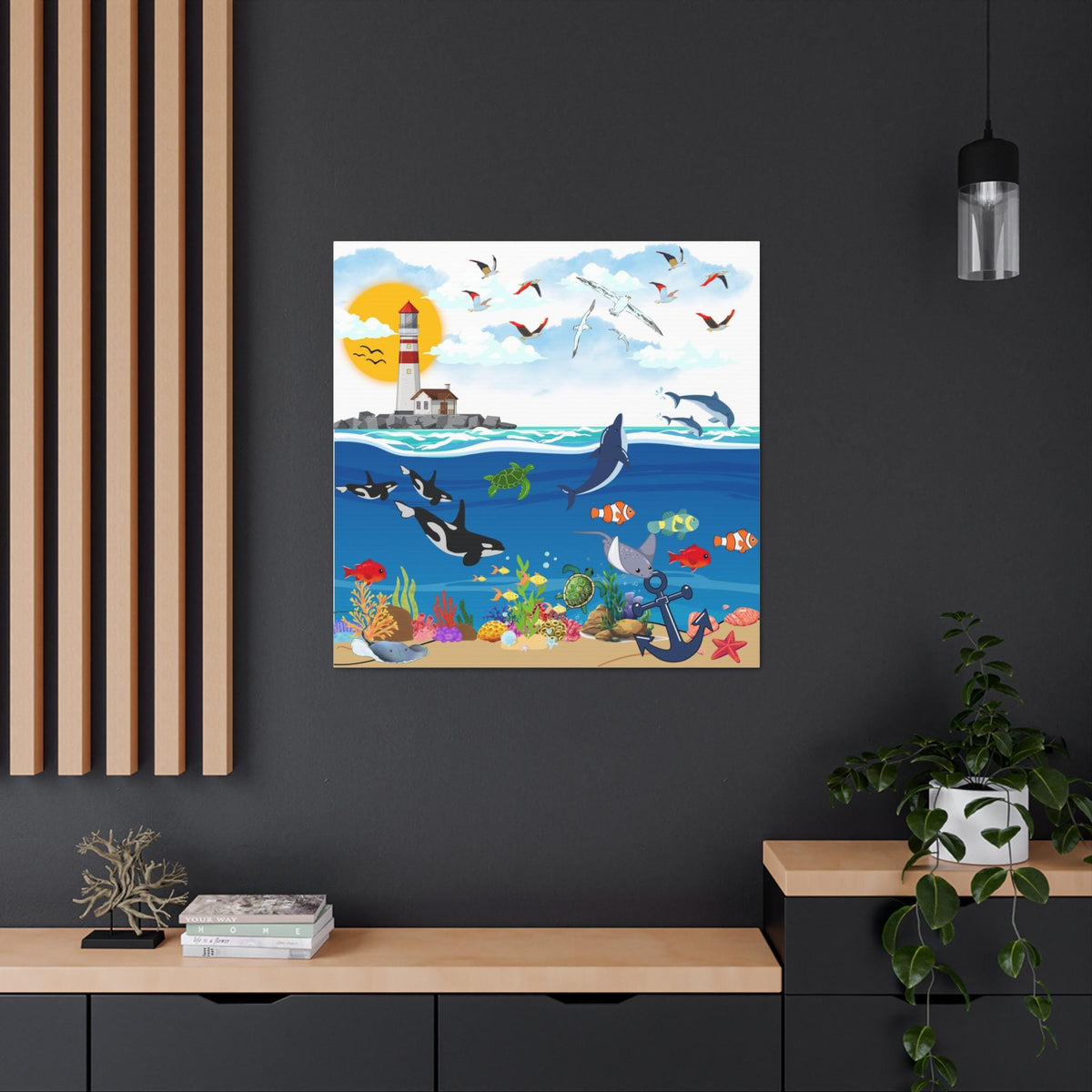 Canvas Gallery Wraps, Aquatic Animal Nautical Art, Ocean Animal Wall Art, Marine Wildlife