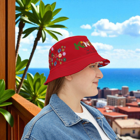 Butterfly Floral Bucket Hat, Wild Life Themed Graphic Unisex Cap, Botanical Print Headwear