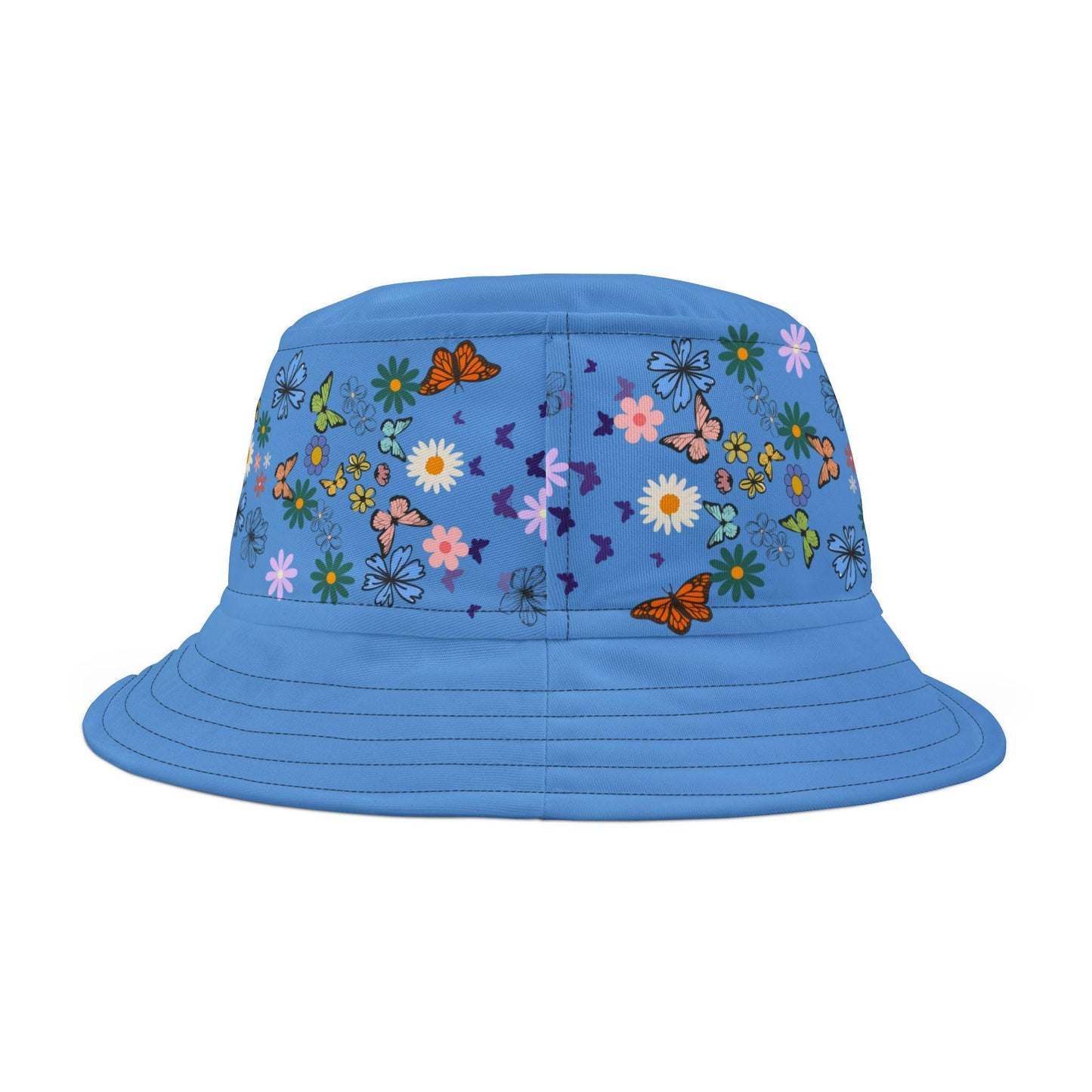 Butterfly Floral Bucket Hat, Wild Life Themed Graphic Unisex Cap, Botanical Print Headwear, Nature Lover Gift, Spring Summer Accessories