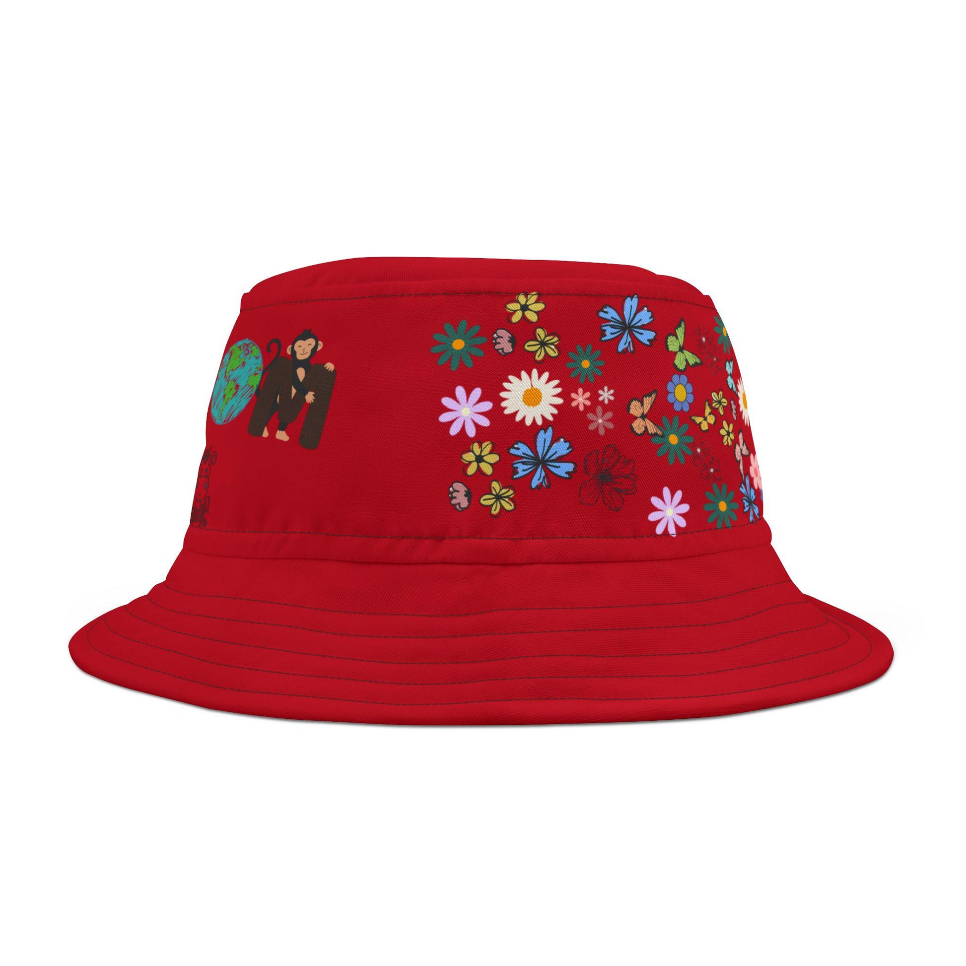 Butterfly Floral Bucket Hat, Wild Life Themed Graphic Unisex Cap, Botanical Print Headwear, Nature Lover Gift, Spring Summer Accessories
