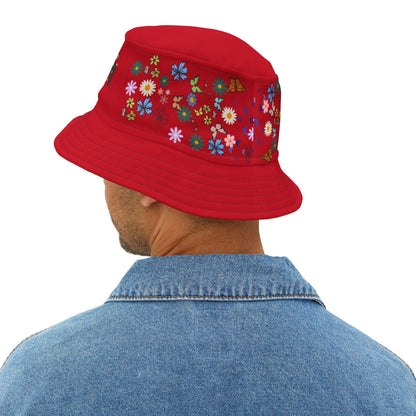 Butterfly Floral Bucket Hat, Wild Life Themed Graphic Unisex Cap, Botanical Print Headwear, Nature Lover Gift, Spring Summer Accessories