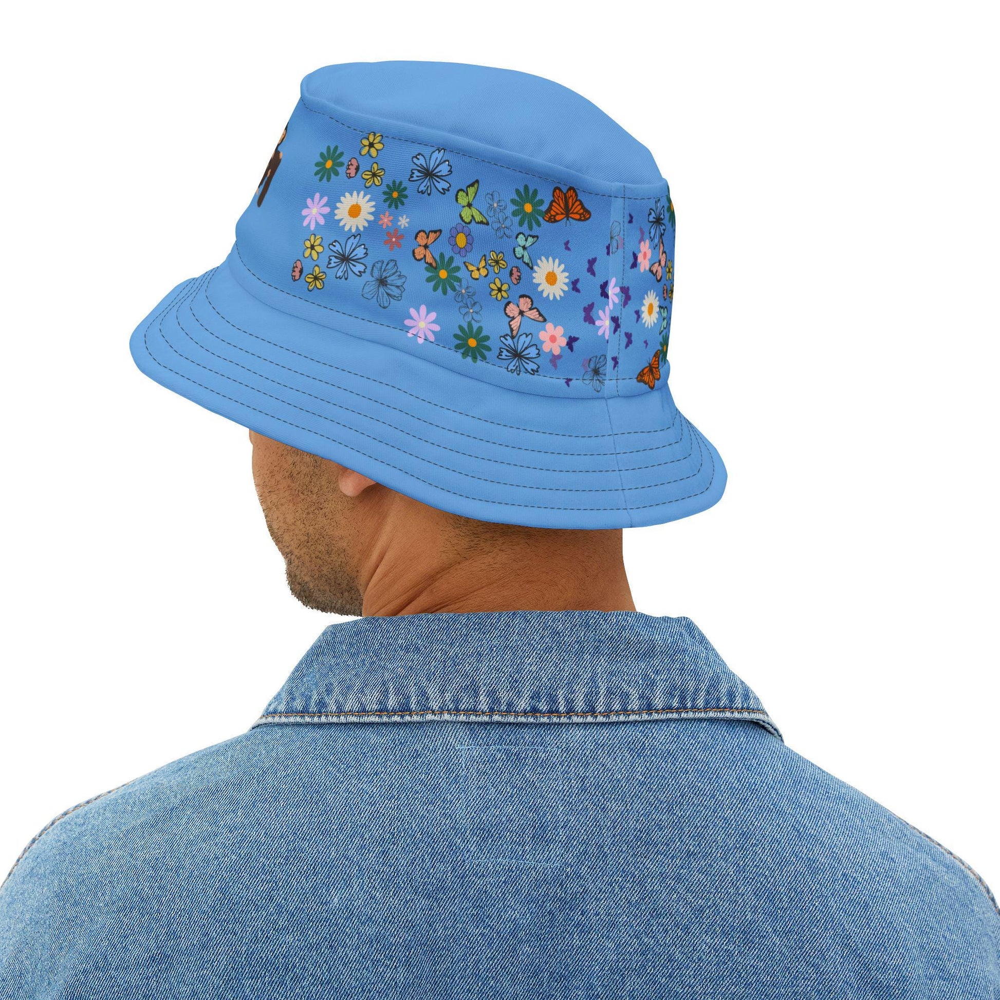 Butterfly Floral Bucket Hat, Wild Life Themed Graphic Unisex Cap, Botanical Print Headwear, Nature Lover Gift, Spring Summer Accessories