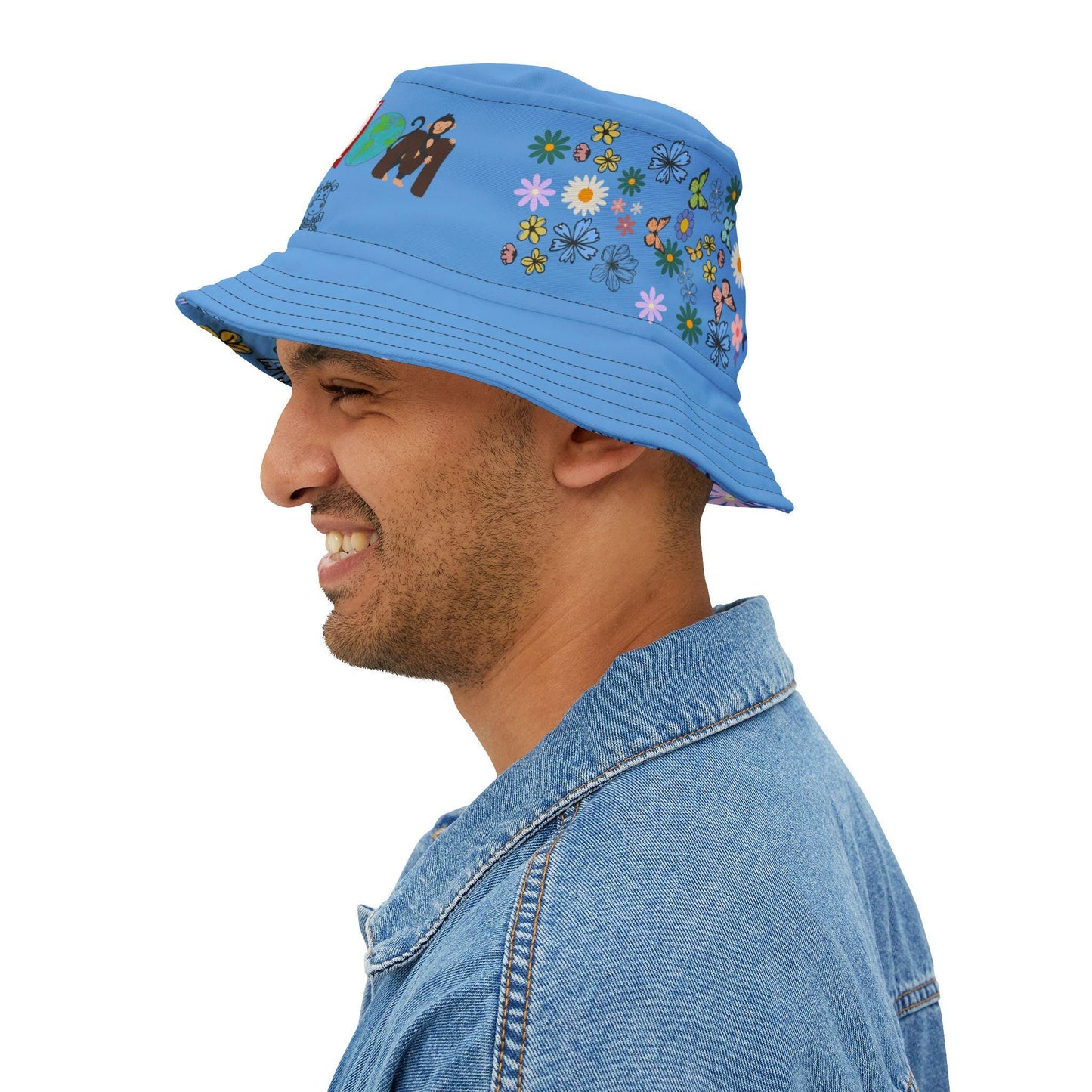 Butterfly Floral Bucket Hat, Wild Life Themed Graphic Unisex Cap, Botanical Print Headwear, Nature Lover Gift, Spring Summer Accessories