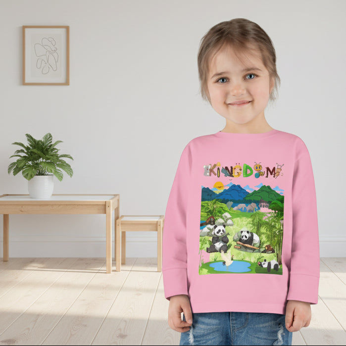 Panda Graphic Toddler Long Sleeve Tee, Red Panda Animal Theme Kids Shirt