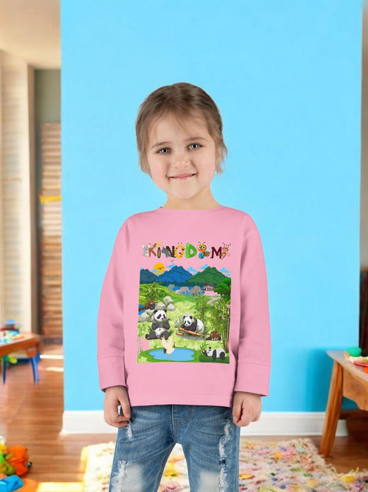Panda Graphic Toddler Long Sleeve Tee, Red Panda Animal Theme Kids Shirt