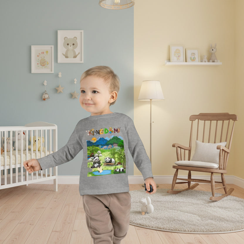 Panda Graphic Toddler Long Sleeve Tee, Red Panda Animal Theme Kids Shirt
