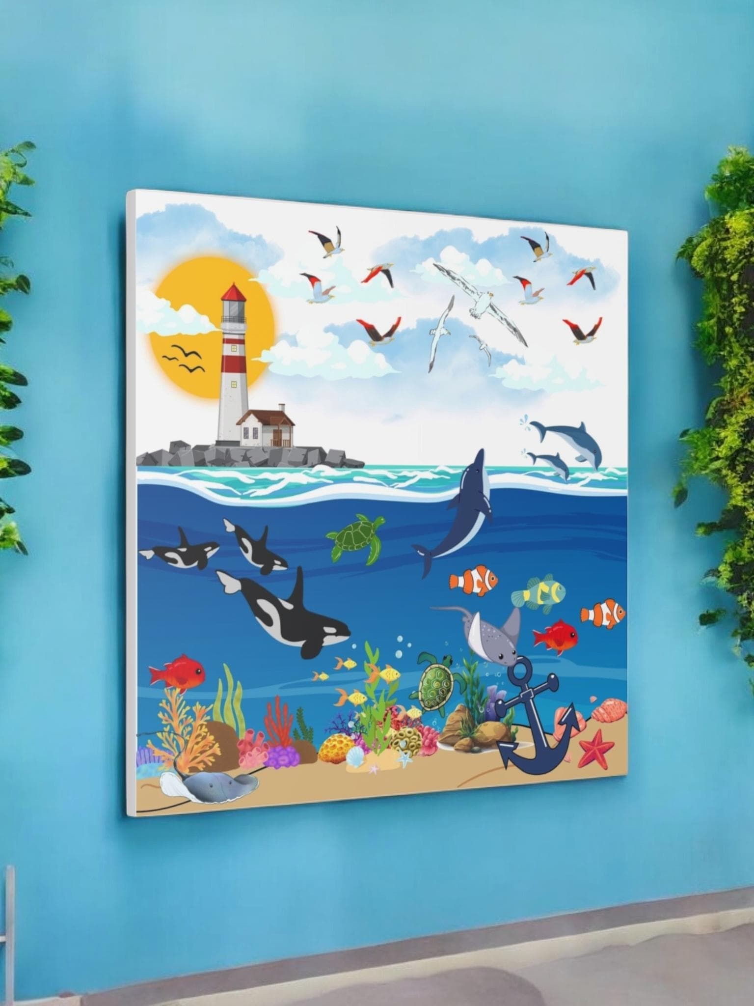 Canvas Gallery Wraps, Aquatic Animal Nautical Art, Ocean Animal Wall Art, Marine Wildlife