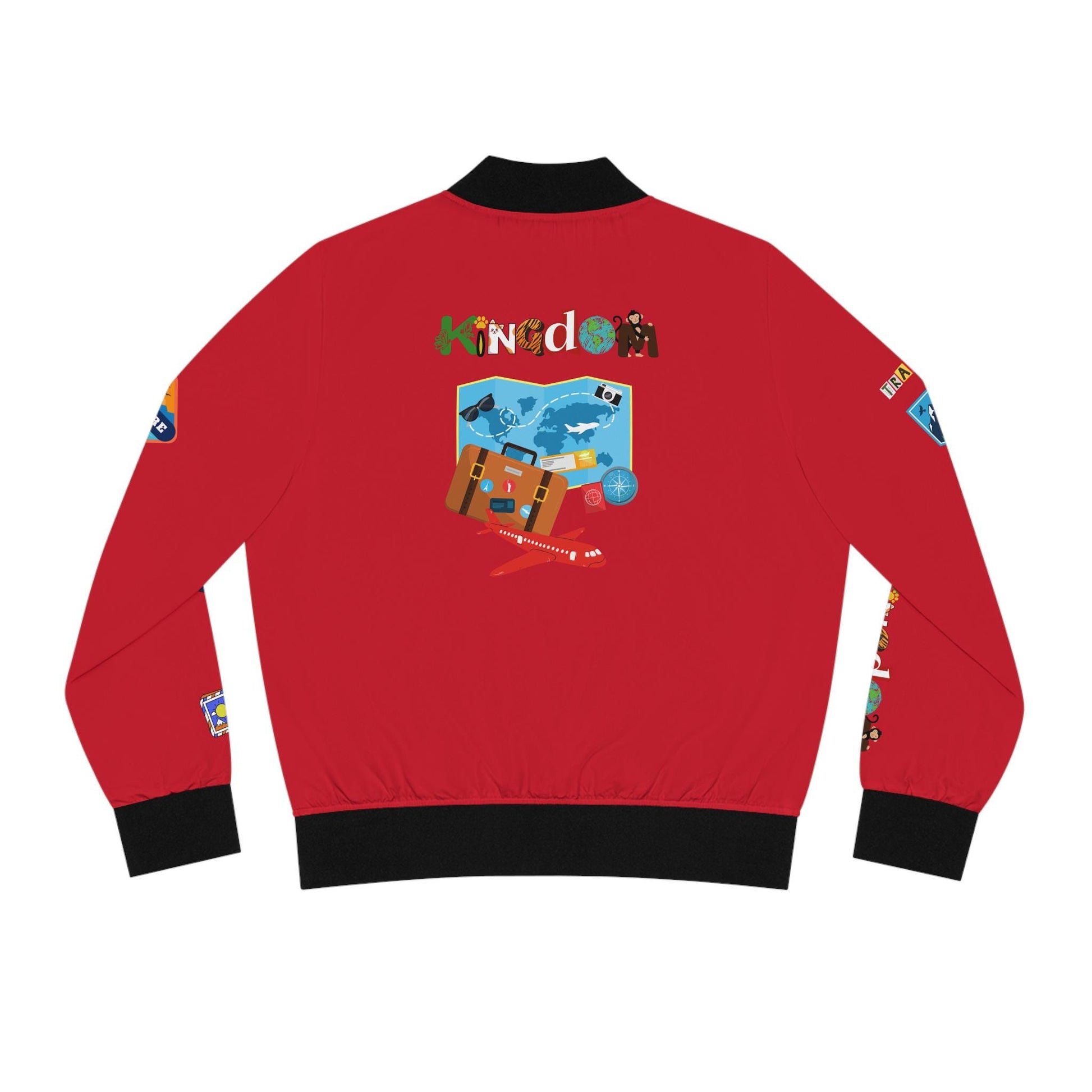 Explorer Themed Graphic Women's Bomber Jacket - Travel Enthusiast Vacation Mode Outerwear