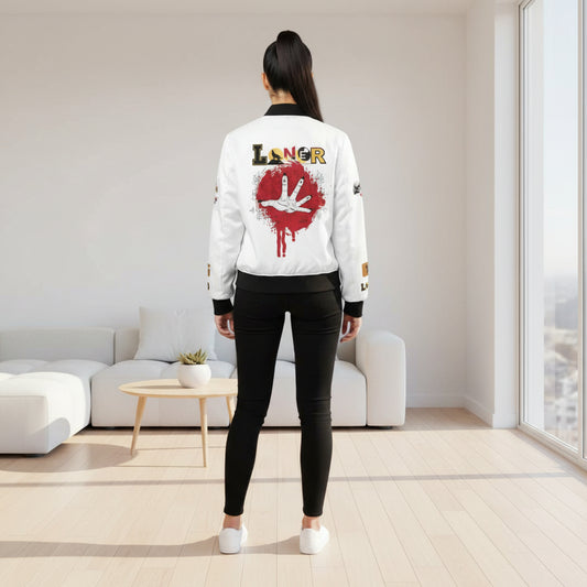 Gothic Bomber Jacket, Graphic Women's Coat, 3D Art Outerwear, Unique Hand Art Jacket, Fashionable Lightweight Jacket