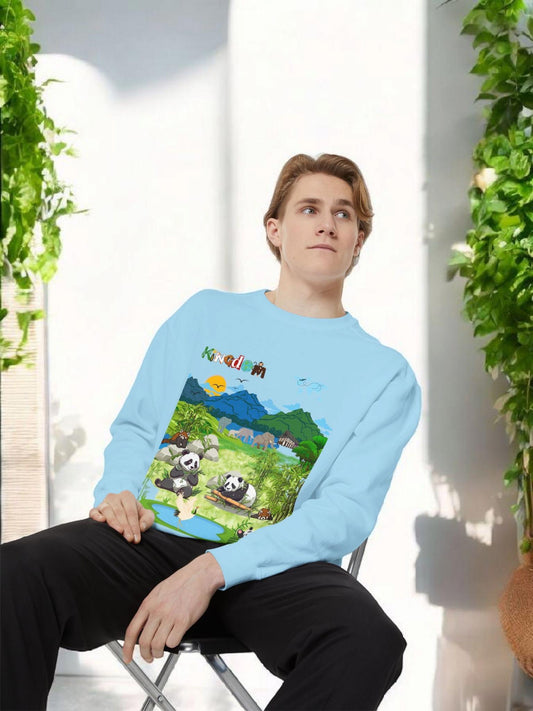 Wildlife Graphic Unisex Sweatshirt, Pandas & Elephants Design, Animal Lover Gift, Cozy Jumper, Casual Pullover, Unique Nature