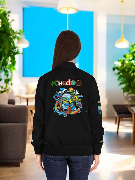 Graphic Women's Bomber Jacket - Travel Enthusiast Vacation Mode Outerwear