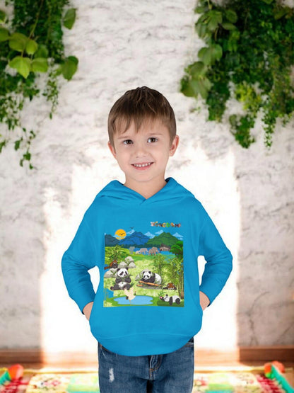 Graphic Panda Elephants Toddler Hoodie, Wildlife Theme, Kids Fleece Pullover