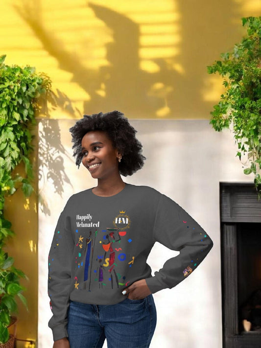 Bold Ethnic Unisex Light Weight Crewneck, Hand-drawn Tribal Family Doodle Design Sweatshirt