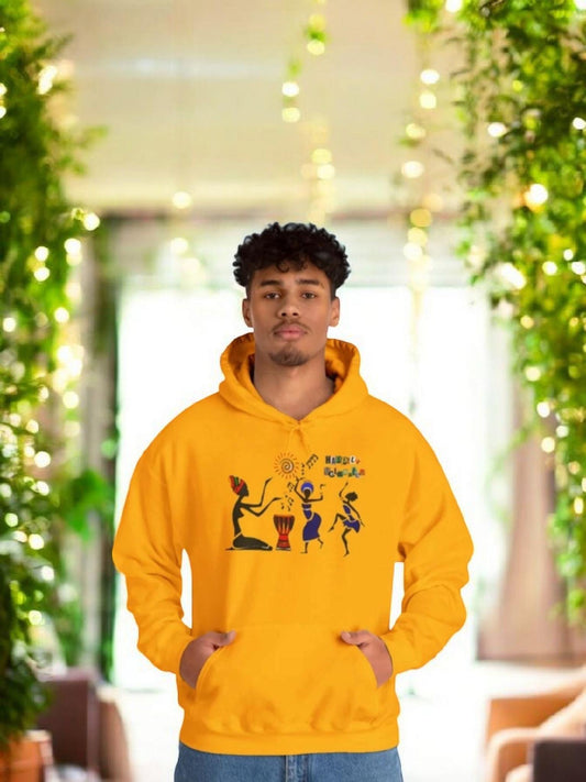 Ethnic Streetwear Unisex Heavy Blend, Hand-Drawn Tribal Music Art, Daily Wear