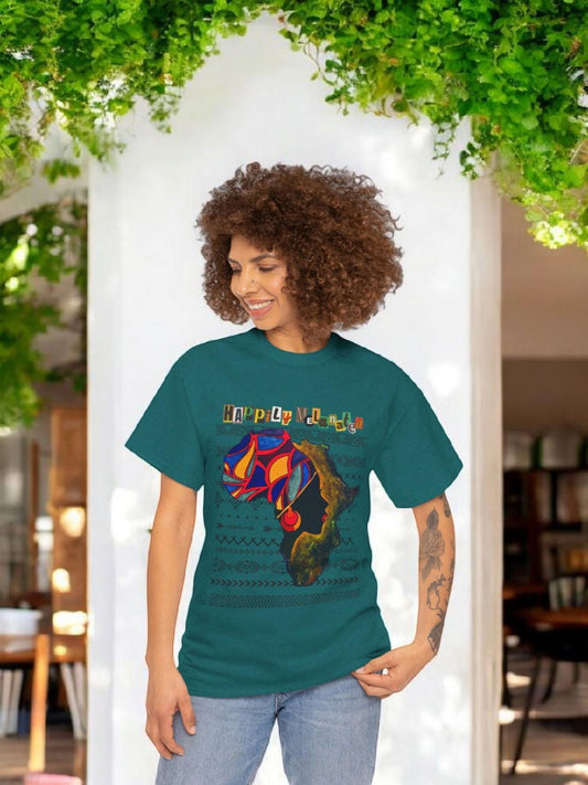 African Continent Graphic Tee, Unisex Heavy Cotton T-Shirt, Handcrafted Ethnic Design Shirt