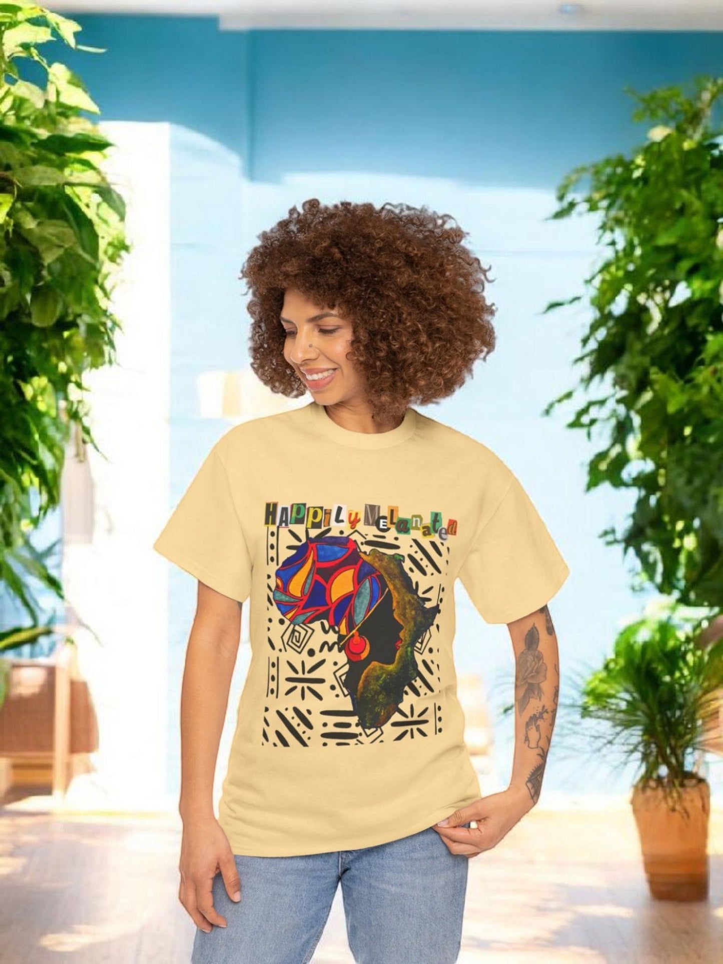 African Continent Graphic Tee, Unisex Heavy Cotton T-Shirt, Handcrafted Ethnic Design