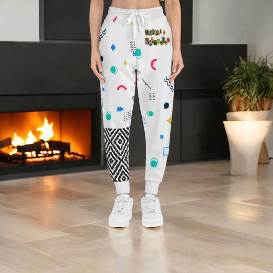 Handcrafted Aztec Pattern Unisex Athletic Joggers, Comfy Aztec Workout Pants