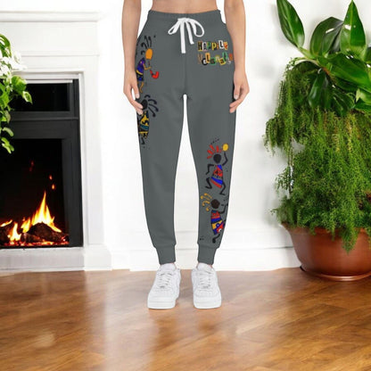 Afro Music Cartoon Art Unisex Athletic Joggers, Handcrafted Jogger Pants, Workout Sweatpants