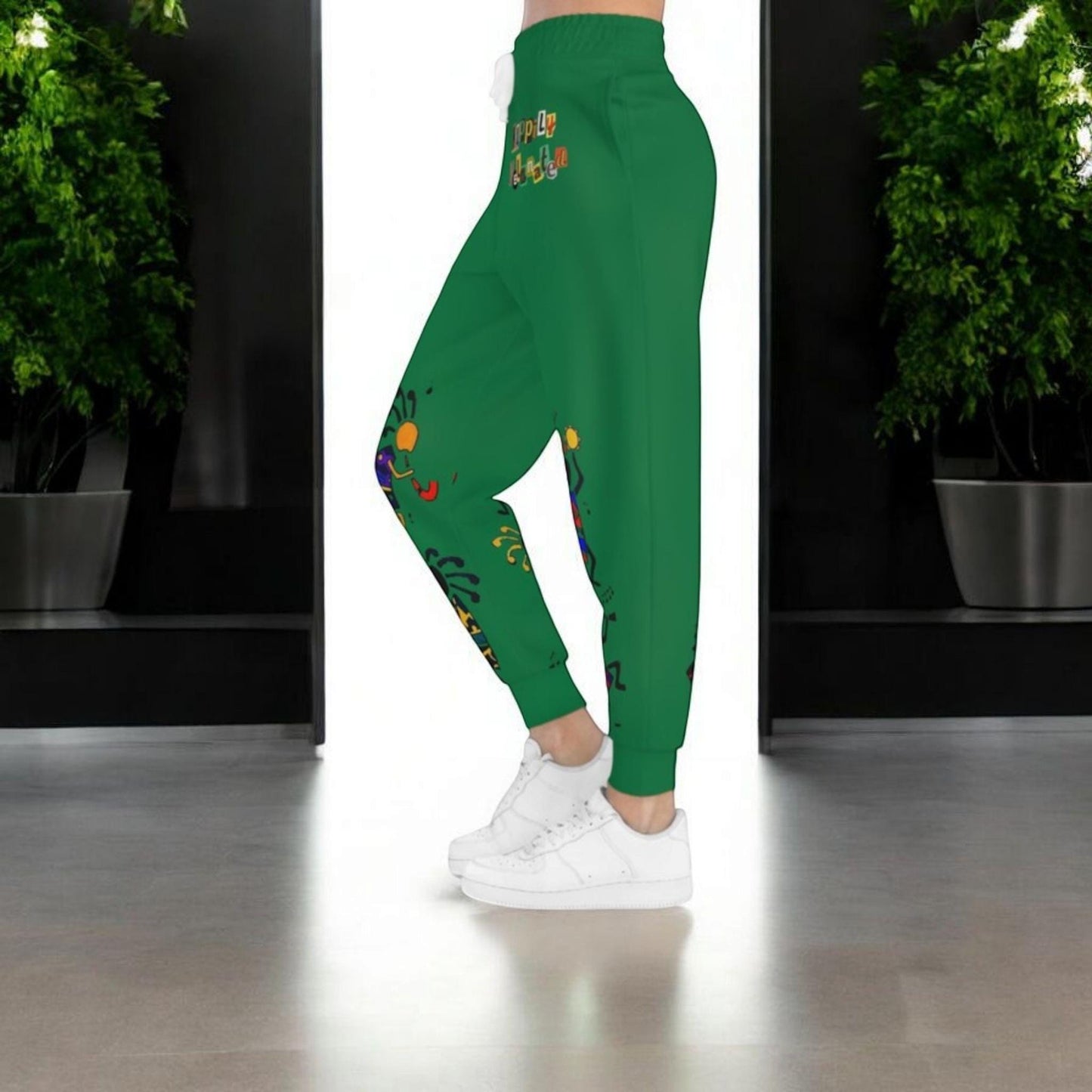Afro Music Cartoon Art Unisex Athletic Joggers, Handcrafted Jogger Pants, Workout Sweatpants