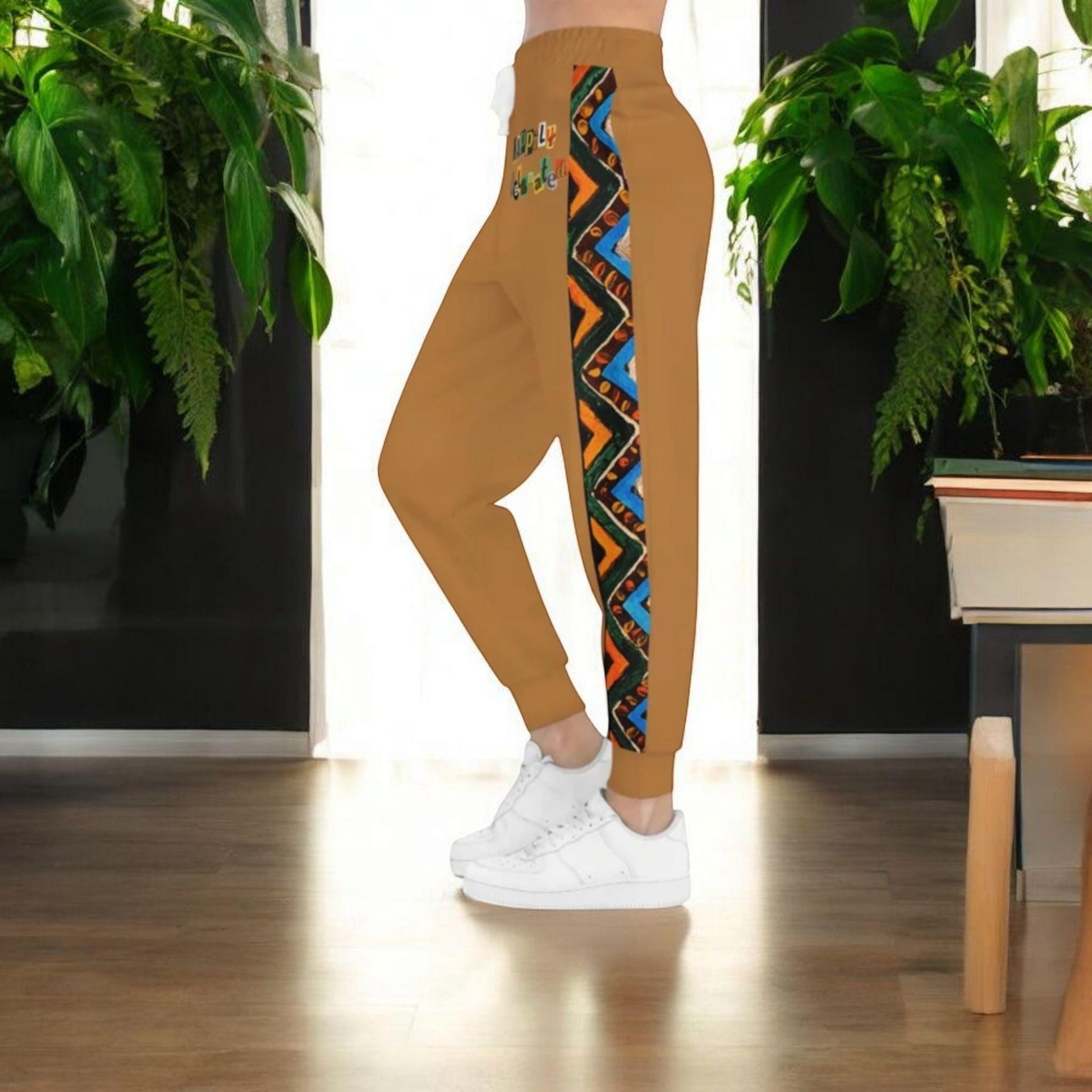 Handcrafted Aztec Pattern Unisex Athletic Joggers, Comfy Aztec Workout Pants