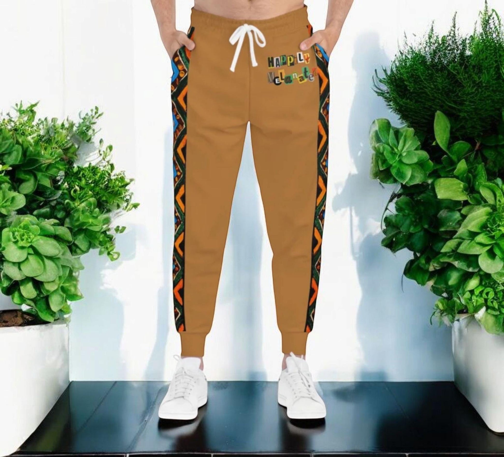 Handcrafted Aztec Pattern Unisex Athletic Joggers, Comfy Aztec Workout Pants