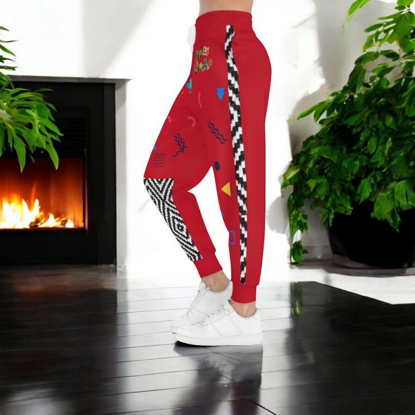 Handcrafted Aztec Pattern Unisex Athletic Joggers, Tribal Print Gym Sweatpants