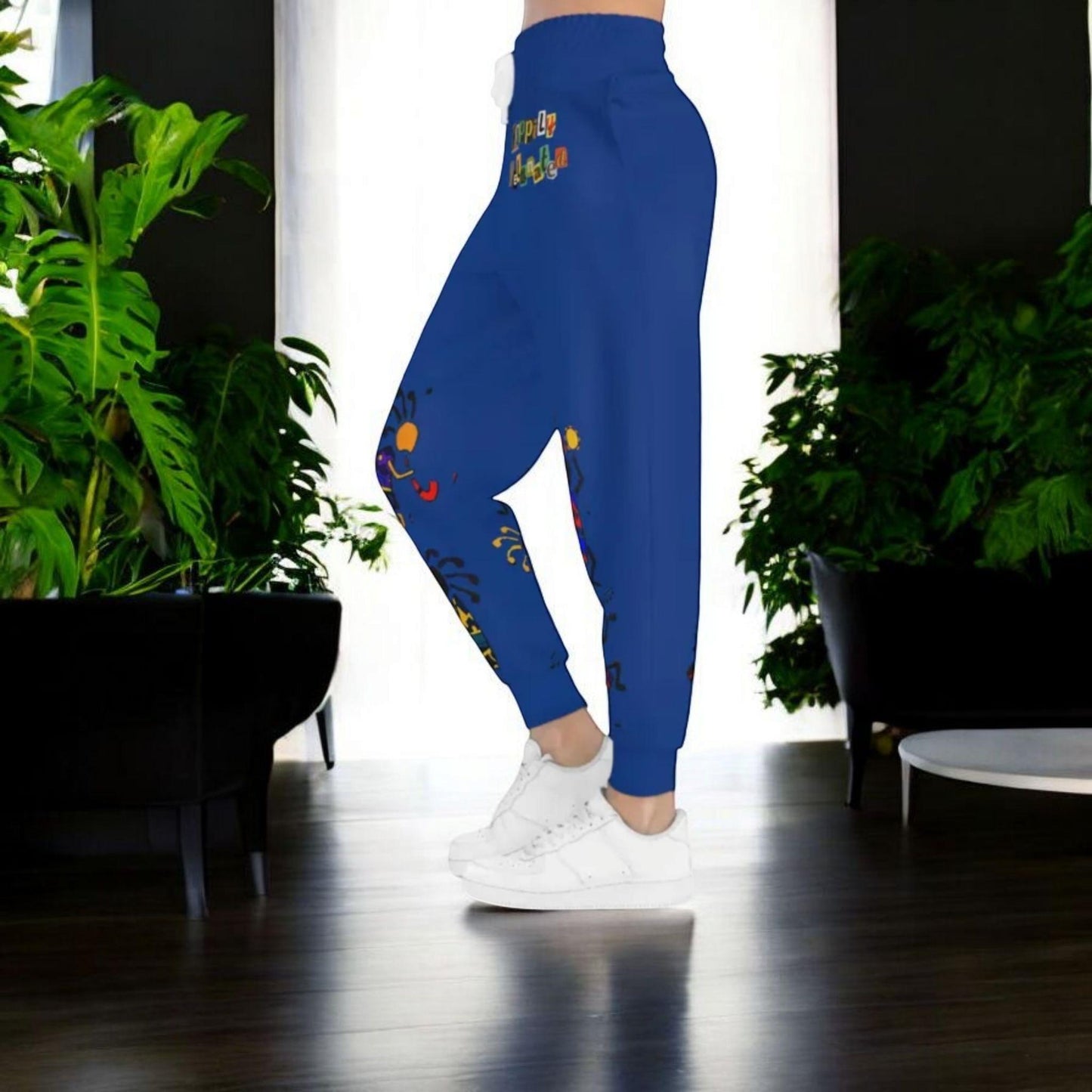 Handcrafted Afro Music Cartoon Art Athletic Joggers, Unisex Sweatpants