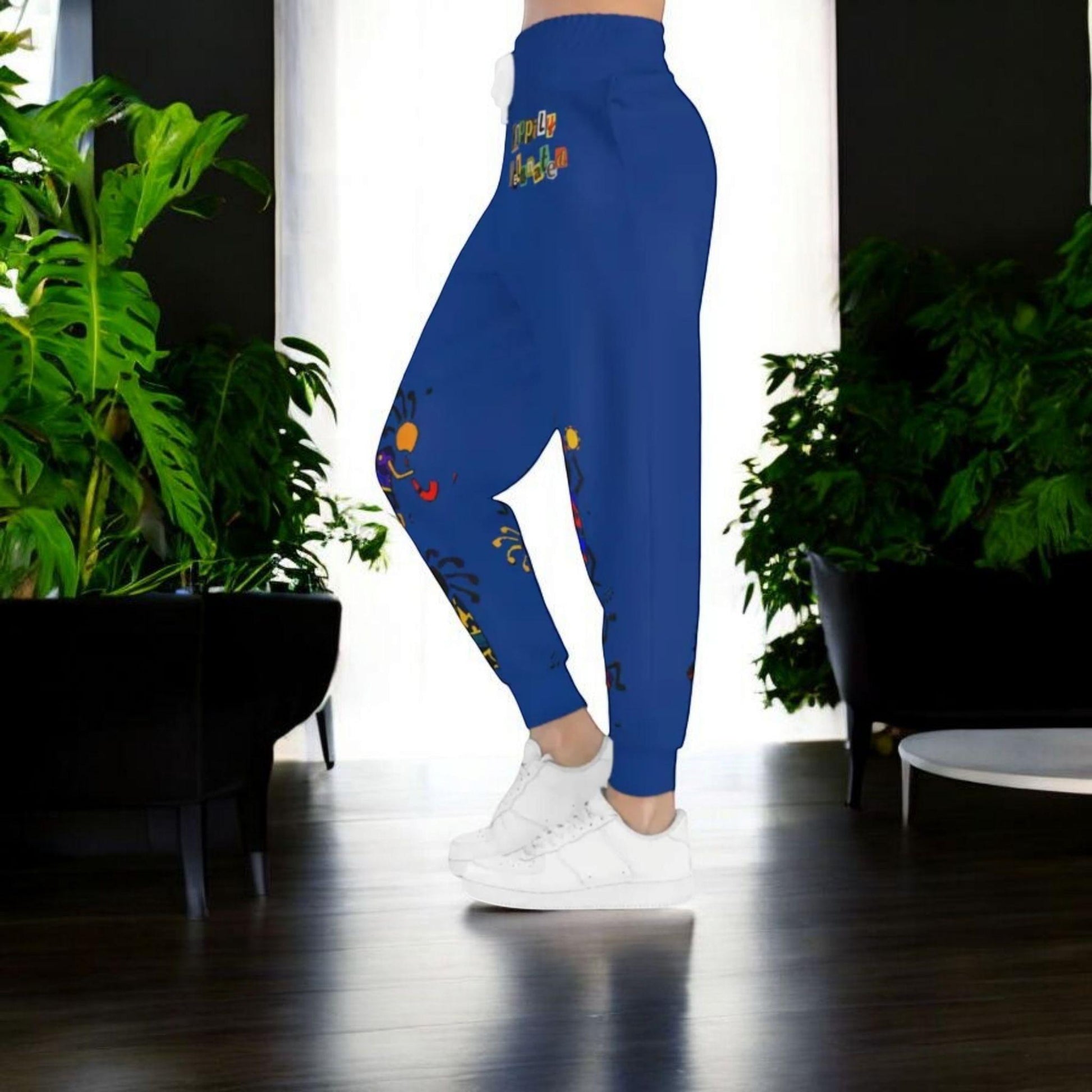 Handcrafted Afro Music Cartoon Art Athletic Joggers, Unisex Sweatpants