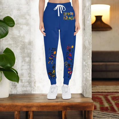 Handcrafted Afro Music Cartoon Art Athletic Joggers, Unisex Sweatpants
