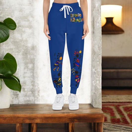 Handcrafted Afro Music Cartoon Art Athletic Joggers, Unisex Sweatpants