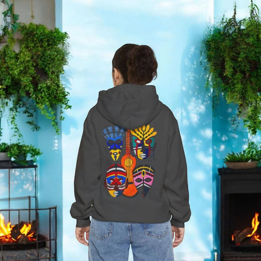 Ethnic Music Art Unisex Garment-Dyed Hoodie, Handcrafted Hooded Sweater