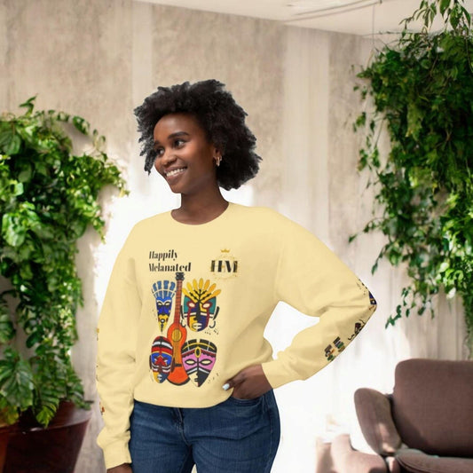 Hand-Drawn Afro Music Graphic Sweatshirt - Unisex Lightweight Crewneck